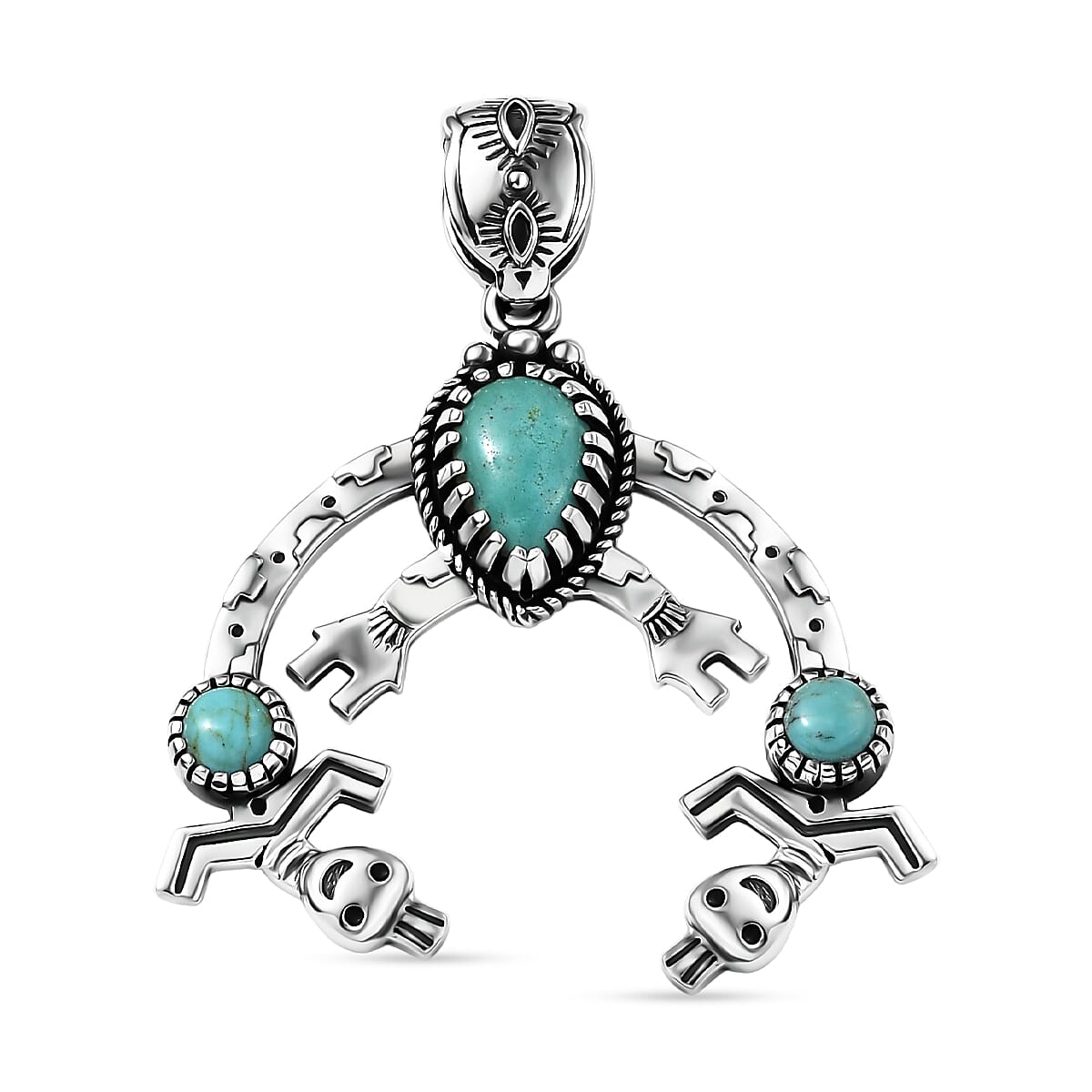 D'Joy Artisan Crafted Tahoe Nevada Turquoise 1.90 ctw Pendant without Chain in Sterling Silver
