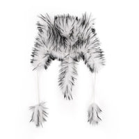 Tamsy White Hat with Bicolor Long Fur and Ears Decoration