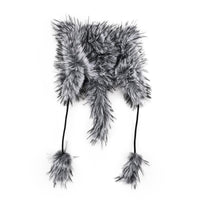 Tamsy White Hat with Bicolor Long Fur and Ears Decoration