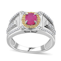 TLV D'Joy Mozambique Ruby, Multi Gemstone Men's Ring in Rhodium Over Sterling Silver (Size 10.0) 2.15 ctw