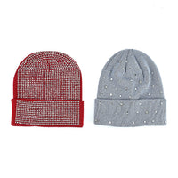 Tamsy Pink Knitted 2pcs Beanie