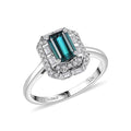 Certified & Appraised Luxoro 10K White Gold AAA Monte Belo Indicolite, Diamond (G-H, I2) (0.32 cts) Ring (Size 10.0) 1.51 ctw - Sticky add to cart bar