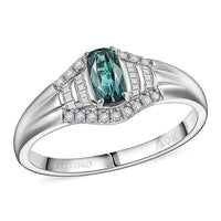 Certified & Appraised Luxoro 10K White Gold AAA Monte Belo Indicolite, Diamond (G-H, I2) (0.22 cts) Ring (Size 10.0) 0.94 ctw
