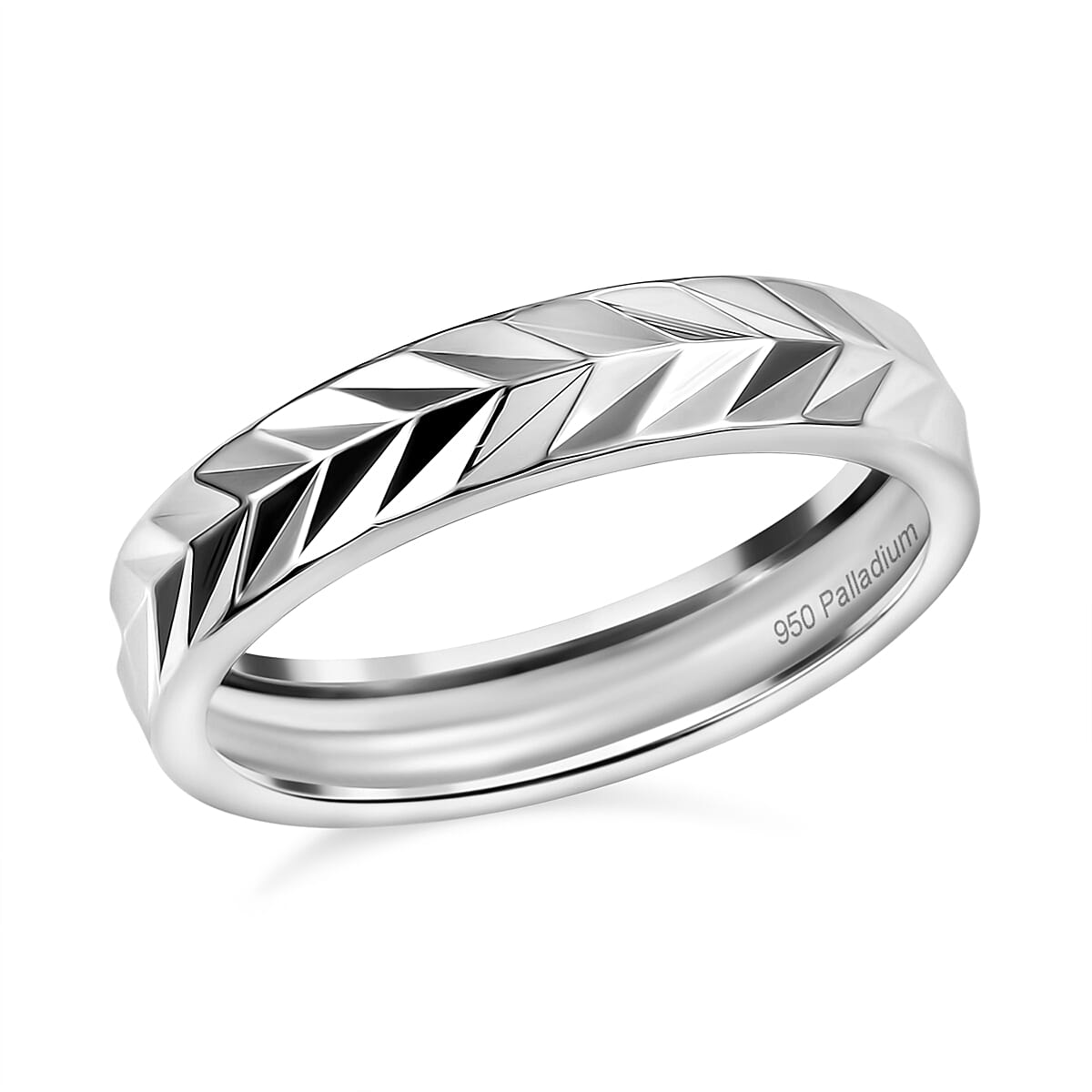 Diamond-cut Band Ring in 950 Palladium (Size 6.0) 2.50 Grams