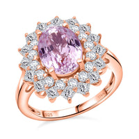 D'Joy AAA Patroke Kunzite, Moissanite Ring in 18K Vermeil RG Over Sterling Silver (Size 10.0) 4.80 ctw