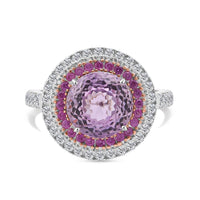 D'Joy AAA Patroke Kunzite and Multi Gemstone 4.80 ctw Ring in Vermeil RG and Rhodium Over Sterling Silver (Size 6.0)