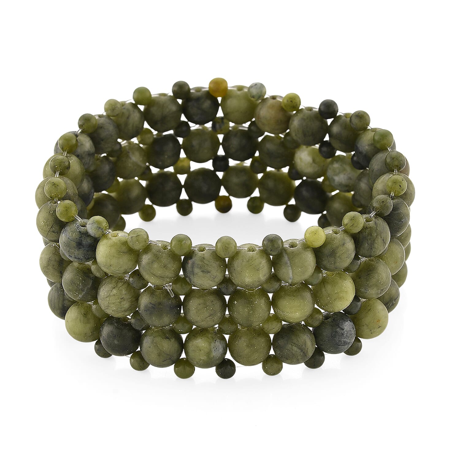 Connemara Marble 290.00 ctw Irish Carpet Beaded Stretch Bracelet