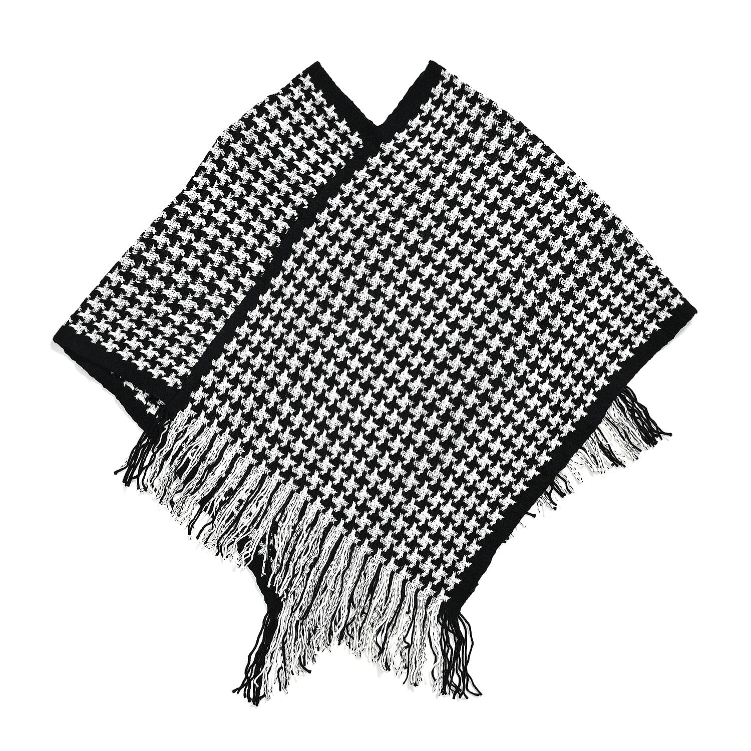 Tamsy Light Gray Poncho with Fringe - One Size Fits Most