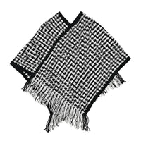 Tamsy Light Gray Poncho with Fringe - One Size Fits Most