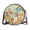 Livemore Blue Digital Print Round Shape Sling Bag with Front Panel (8.5"x3") - Sticky add to cart bar