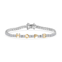 D'Joy Moissanite 5.35 ctw HOPE Bracelet in 14K YG and Rhodium Over Sterling Silver (7.25 In)