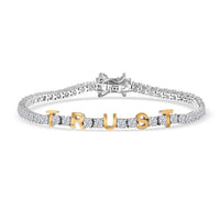 D'Joy Moissanite 5.35 ctw HOPE Bracelet in 14K YG and Rhodium Over Sterling Silver (7.25 In)