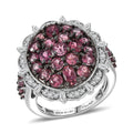 D'Joy Ouro Fino Rubellite and Moissanite 3.80 ctw Floral Bloom Ring in Rhodium Over Sterling Silver - Sticky add to cart bar