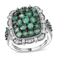 D'Joy Ouro Fino Rubellite and Moissanite 3.80 ctw Floral Bloom Ring in Rhodium Over Sterling Silver - Sticky add to cart bar