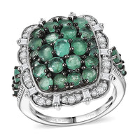 D'Joy Ouro Fino Rubellite and Moissanite 3.80 ctw Floral Bloom Ring in Rhodium Over Sterling Silver