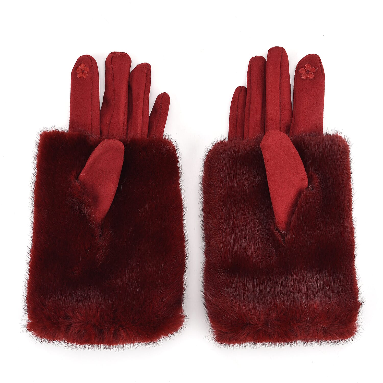 Tamsy Dark Purple Faux Fur Gloves with Screen Touch Function