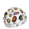 D'Joy Premium Multi-Tourmaline and White Zircon 3.00 ctw Ring in Rhodium Over Sterling Silver (Size 10.0) - Sticky add to cart bar