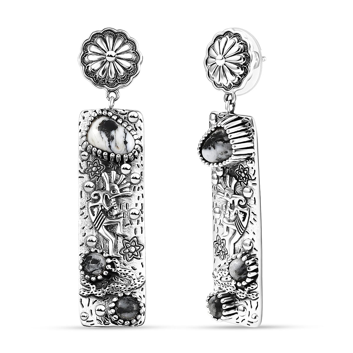 D'Joy Artisan Crafted White Buffalo 4.50 ctw Earrings in Sterling Silver