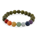 Connemara Marble with Multi Gemstone 140.00 ctw Seven Chakra Beaded Stretch Bracelet - Sticky add to cart bar