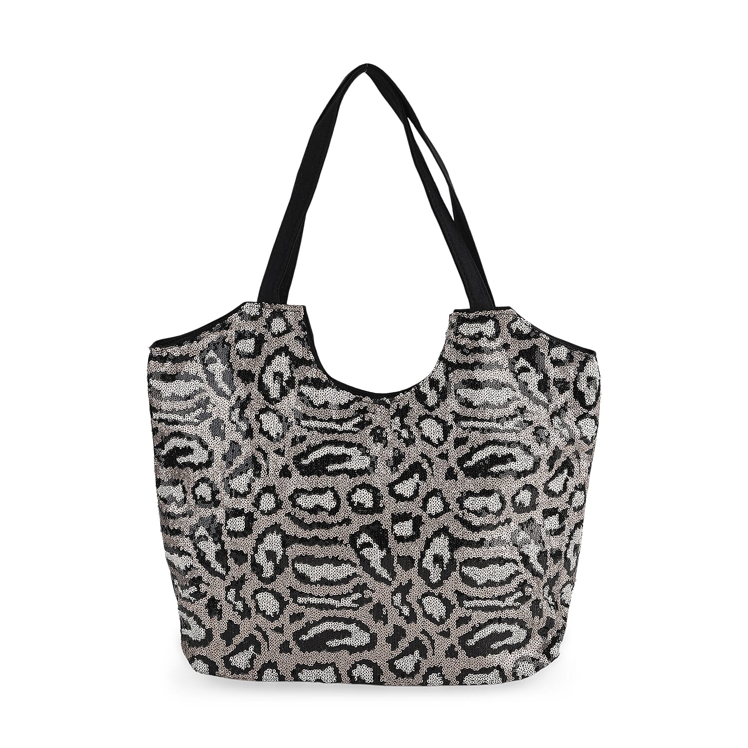 Tamsy Leopard Sequin Tote Bag (17.7"x5.5"x14")