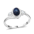 D'Joy Premium Blue Star Sapphire (DF) and Moissanite 1.75 ctw Ring in Rhodium Over Sterling Silver (Size 10.0) - Sticky add to cart bar