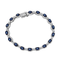 D'Joy Blue Star Sapphire (DF) and Moissanite 12.15 ctw Bracelet in Rhodium Over Sterling Silver (6.50 In)