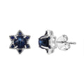 D'Joy Premium Blue Star Sapphire (DF) and Blue Sapphire 1.75 ctw Stud Earrings in Rhodium Over Sterling Silver - Sticky add to cart bar