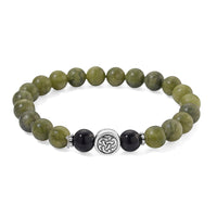 Connemara Marble and Shungite 85.00 ctw Celtic Harmony Beaded Stretch Bracelet in Silvertone
