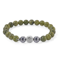 Connemara Marble and Terahertz 85.00 ctw Celtic Harmony Beaded Stretch Bracelet