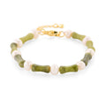 Connemara Marble 15.00 ctw and Freshwater Pearl Irish Bracelet in Goldtone (6.50-8.50In) - Sticky add to cart bar