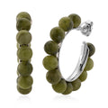 Connemara Marble 30.00 ctw Beaded Irish Bloom Hoop Earrings in Silvertone - Sticky add to cart bar