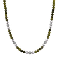Connemara Marble and Terahertz 330.00 ctw Celtic Harmony Beaded Necklace in Silvertone 19-21 Inches