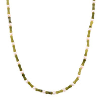 Connemara Marble 50.00 ctw and Freshwater Pearl Irish Necklace in Goldtone 18-20 Inches