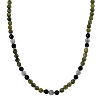 Connemara Marble and Shungite 250.00 ctw Celtic Harmony Beaded Necklace in Silvertone 19-21 Inches