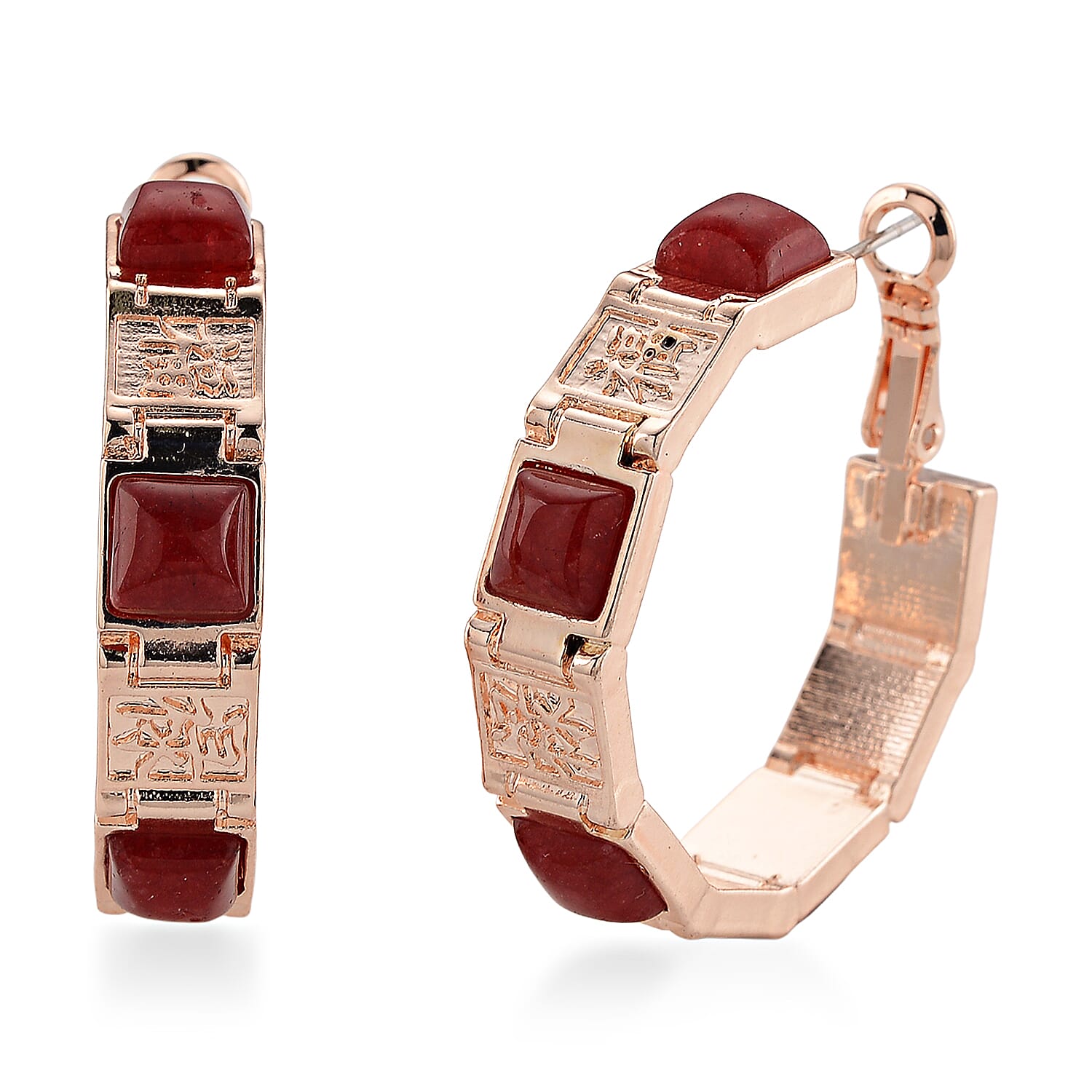 Multi Gemstone Hoop Earrings in Goldtone 5.00 ctw