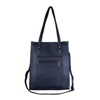 PASSAGE Black Faux Leather Vertical Tote Bag (11.02"x13.78"x4.33")
