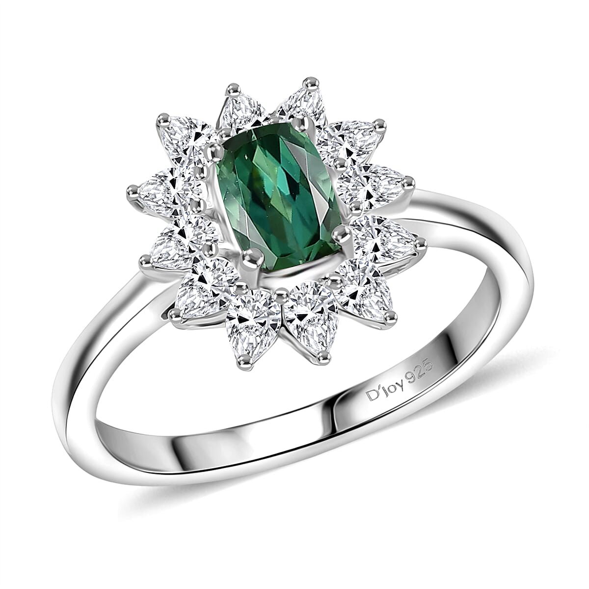 D'Joy Premium Santa Rosa Tourmaline and Moissanite 1.25 ctw Ring in Rhodium Over Sterling Silver (Size 6.0)