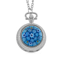 Strada Rotating Blue Murano Style Japanese Movement Pocket Watch with Chain (36 Inches) in Silvertone - Sticky add to cart bar