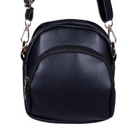 Passage Black Faux Leather Mini Crossbody Bag (5.91"x7.09"x3.15")