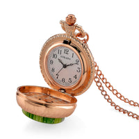 Strada Rotating Blue Murano Style Japanese Movement Pocket Watch with Chain (36 Inches) in Silvertone