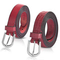 LA Marey Black Croco Genuine Leather Women's Set of 2 Belt (42 inches) - Sticky add to cart bar