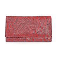 Tamsy Red Python Print Genuine Leather with RFID Wallet (7.25"x3.5")