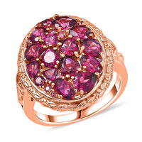 EverTrue Orissa Rhodolite Garnet Ring in 18K RG Plated (Size 10.0) 4.80 ctw