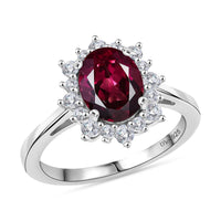 D'Joy Orissa Rhodolite Garnet and White Zircon 2.75 ctw Ring in Platinum Over Sterling Silver (Size 10.0)
