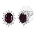 D'Joy Orissa Rhodolite Garnet and White Zircon 2.35 ctw Radiance of Sunburst Earrings in Platinum Over Sterling Silver - Sticky add to cart bar