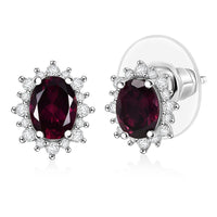 D'Joy Orissa Rhodolite Garnet and White Zircon 2.35 ctw Radiance of Sunburst Earrings in Platinum Over Sterling Silver