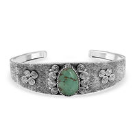 D'Joy Artisan Crafted Tahoe Naveda Turquoise 9.75 ctw Cuff Bracelet in Sterling Silver (7.25 In)