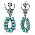 D'Joy Artisan Crafted Tahoe Nevada Turquoise 10.50 ctw Bull Face Earrings in Sterling Silver - Sticky add to cart bar