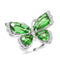 EverTrue Chartreuse Quartz, White Zircon Butterfly Ring in Platinum Bond (Size 10.0) 14.15 ctw - Sticky add to cart bar