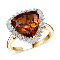 Certified & Appraised AAA Santa Ana Madeira Citrine and Luxuriant Lab Grown Diamond G-H SI 5.95 ctw Ring in 10K Yellow Gold 5.95 ctw